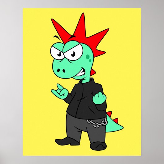 Tyrannosaurus Rex verkleidete sich als Punk. Poster (Vorne)