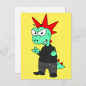 Tyrannosaurus Rex verkleidete sich als Punk. Postkarte (Vorne/Hinten)
