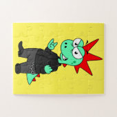 Tyrannosaurus Rex verkleidete sich als Punk. Puzzle (Horizontal)