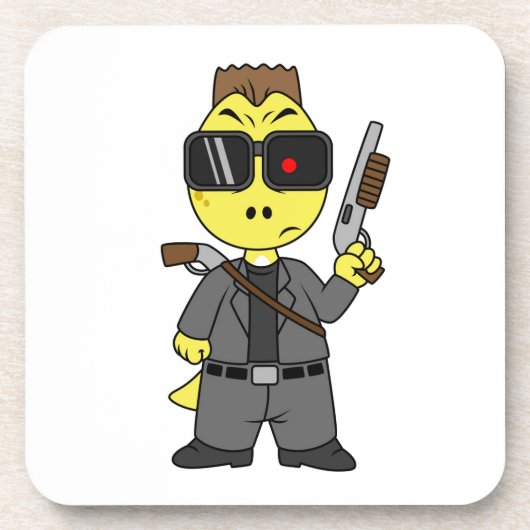 Tyrannosaurus Rex verkleidete sich als Terminator. Getränkeuntersetzer (Vorderseite)