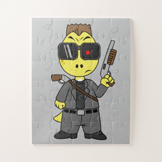 Tyrannosaurus Rex verkleidete sich als Terminator. Puzzle (Vertikal)