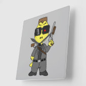 Tyrannosaurus Rex verkleidete sich als Terminator. Quadratische Wanduhr (Winkel)