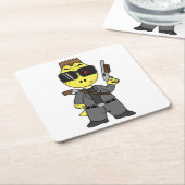 Tyrannosaurus Rex verkleidete sich als Terminator. Rechteckiger Pappuntersetzer (angewinkelt)