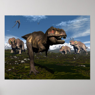 Tyrannosaurus Rex, von Triceratops Dinosaurier ang Poster