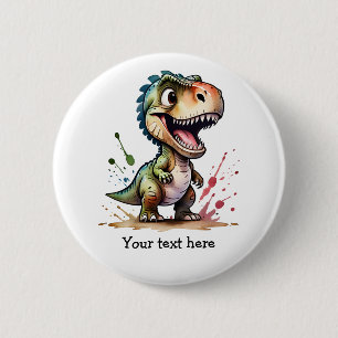 Tyrannosaurus Rex Watercolor Splash Personalisiert Button