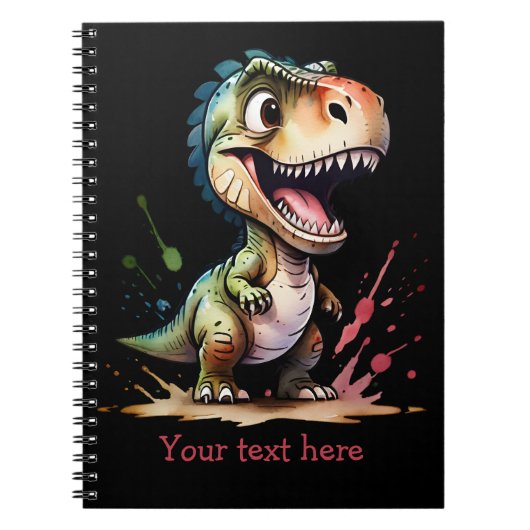 Tyrannosaurus Rex Watercolor Splash Personalisiert Notizblock (Vorderseite)