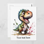 Tyrannosaurus Rex Watercolor Splash Personalisiert Postkarte (Vorne/Hinten)