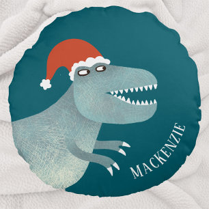 Tyrannosaurus Rex Weihnachtsfeierliche Weihnachtsm Rundes Kissen