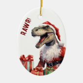 Tyrannosaurus Santa Claus Weihnachten Keramik Ornament (Vorne)