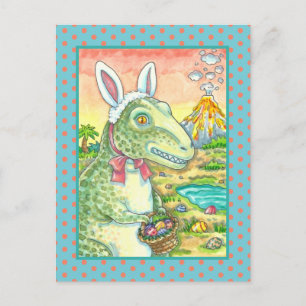 TYRANNOSAURUS, SÜßER T-REX, OSTERHASEN-DINO FEIERTAGSPOSTKARTE