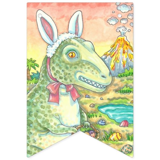 TYRANNOSAURUS T-REX EASTER BUNNY BUNTING BANNER (Zweite Fahne)