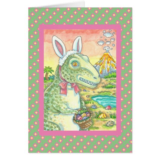 TYRANNOSAURUS T REX EASTER BUNNY GREETCARD Ver (Vorne)