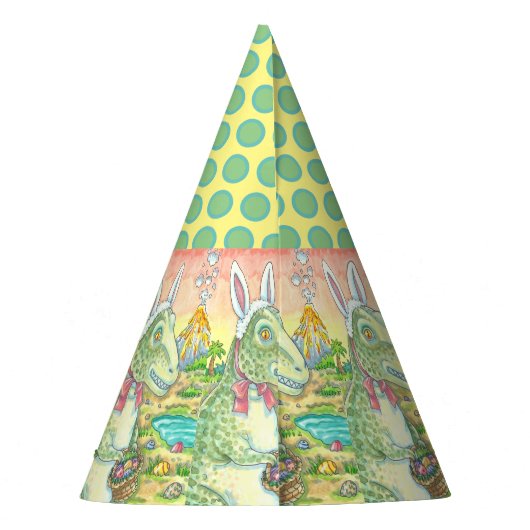 TYRANNOSAURUS T-REX EASTER BUNNY PARTY HAT Dino Partyhütchen (Rückseite)