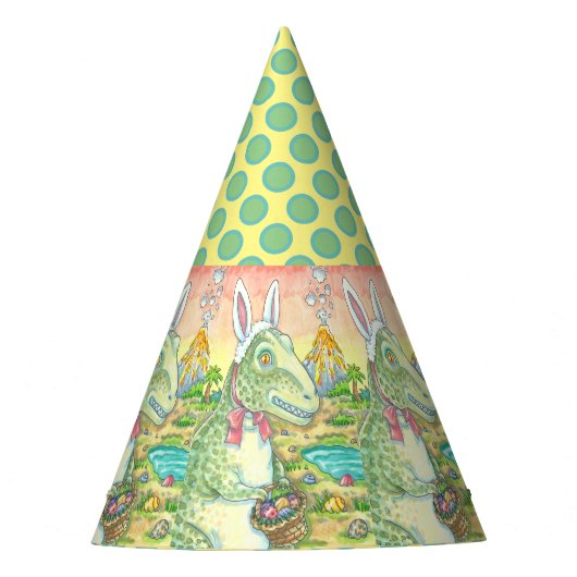 TYRANNOSAURUS T-REX EASTER BUNNY PARTY HAT Dino Partyhütchen (Vorderseite)