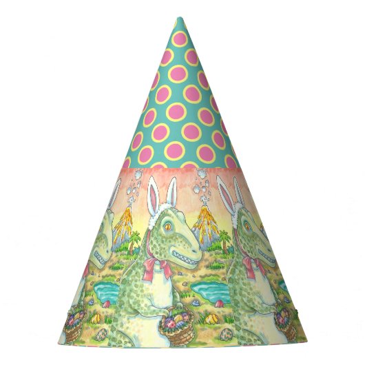 TYRANNOSAURUS T-REX EASTER BUNNY PARTY HAT Dino Partyhütchen (Vorderseite)