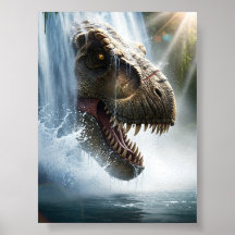 Tyrannosaurus T Rex in einem Wasserfall