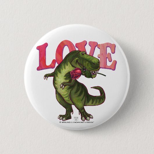 Tyrannosaurus Valentinstag Button (Vorderseite)