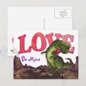 Tyrannosaurus Valentinstag Feiertagspostkarte (Vorne/Hinten)