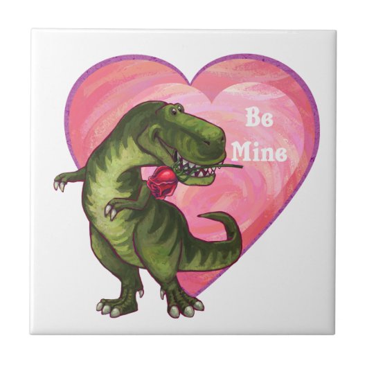 Tyrannosaurus Valentinstag Fliese (Vorderseite)