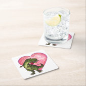 Tyrannosaurus Valentinstag Rechteckiger Pappuntersetzer (Vor Ort)