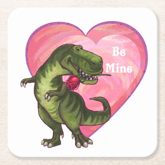 Tyrannosaurus Valentinstag Rechteckiger Pappuntersetzer (Vorderseite)