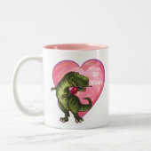 Tyrannosaurus Valentinstag Zweifarbige Tasse (Links)