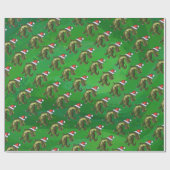 Tyrannosaurus-Weihnachten auf Grün Geschenkpapier (Flach)