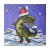 Tyrannosaurus Weihnachten Fliese (Vorderseite)