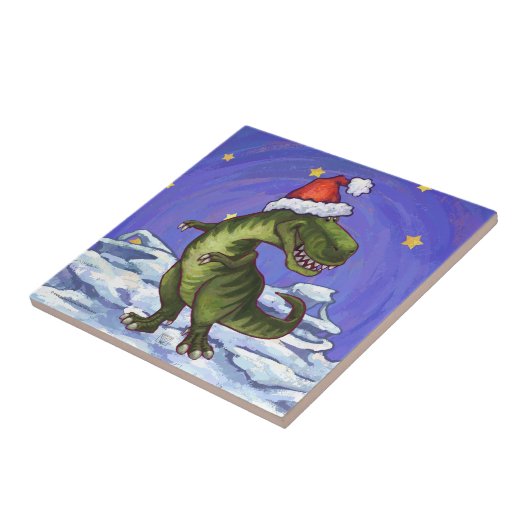 Tyrannosaurus Weihnachten Fliese (Seite)