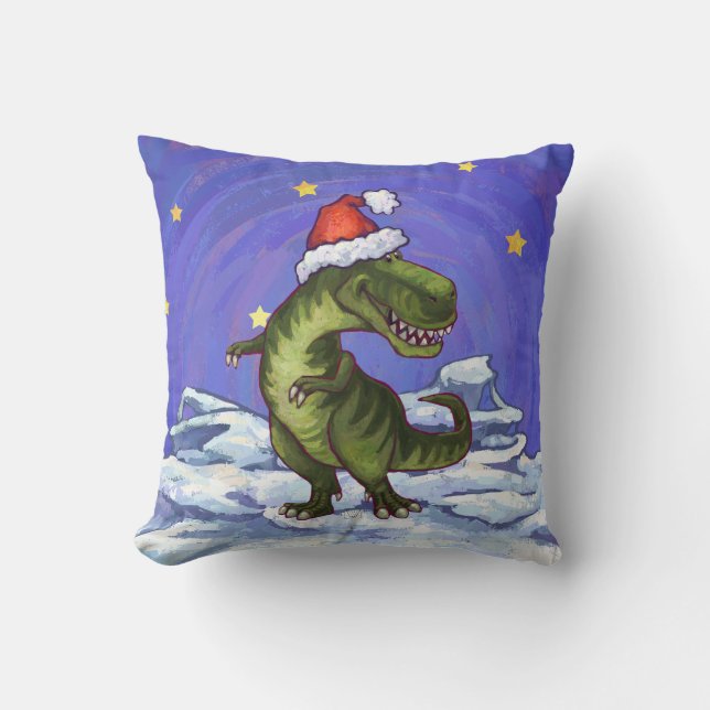 Tyrannosaurus Weihnachten Kissen (Vorderseite)