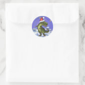 Tyrannosaurus Weihnachten Runder Aufkleber (Tasche)