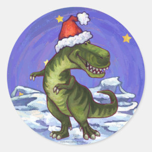 Tyrannosaurus-Weihnachten Runder Aufkleber