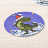 Tyrannosaurus Weihnachten Runder Pappuntersetzer (Angewinkelt)