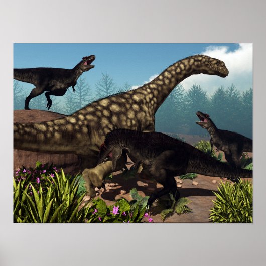 Tyrannotitan attackiert einen Argentinosaurus-Dino Poster (Vorne)