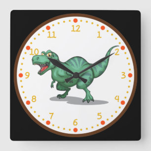 Tyrannousaurus Rex Dinosaur Square Wall Clock Quadratische Wanduhr