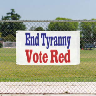 Tyranny beenden Rot mit rot-blauem Text Banner