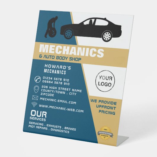 Tyre Change, Auto Mechanic & Repairs Advertising Sockelschild (Vorderseite)