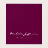 Tyrian Lila Makeup Artist Einmalige Visitenkarte Visitenkarten (Außenseite Aufgefaltet)