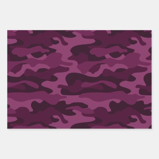 Tyrian Lila Monocolor Camouflage Geschenkpapier Set (Vorderseite 3)