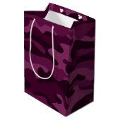 Tyrian Lila Monocolor Camouflage Mittlere Geschenktüte (Rückseite Schrägansicht)