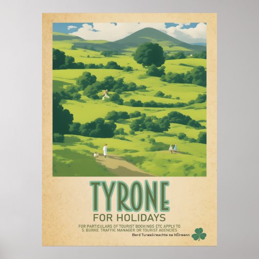 Tyrone Irland, Retro Irish Travel Advert Poster (Vorne)