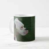 "Tysson" weiße Boxer-HundeFoto-Tasse Kaffeetasse (Vorderseite Links)