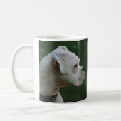 "Tysson" weiße Boxer-HundeFoto-Tasse Kaffeetasse (Links)