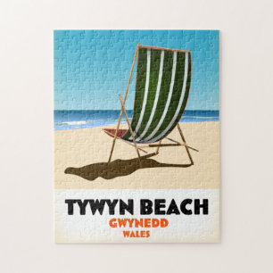 Tywyn beach Gwynedd Wales beach poster Puzzle