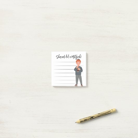 Tzedaka Mitzvah Notes - Boy Giving Tzedaka Post-it Klebezettel (Auf Schreibtisch)