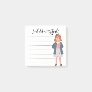 Tzedaka Mitzvah Notes - Girl Giving Tzedaka Post-it Klebezettel