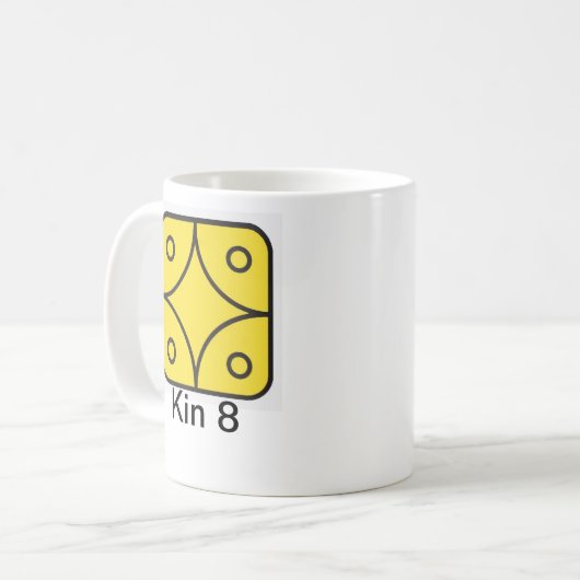 Tzolkin Estrela Amarela Kin 8 Kaffeetasse (Vorderseite Links)