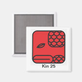 Tzolkin Serpente Vermelha Kin 25 Magnet (Vorderseite/Rückseite)