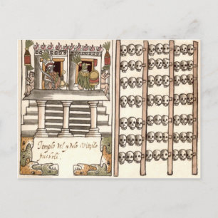 Tzompantli-Schädelgestell Aztekentempel Postkarte