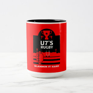 U7s Junior Rugby Players Zweifarbige Tasse
